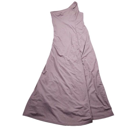 READ Birdy Grey Kira Crepe One Shoulder Dress Dark Mauve Purple Size XL Slit - Picture 2 of 11